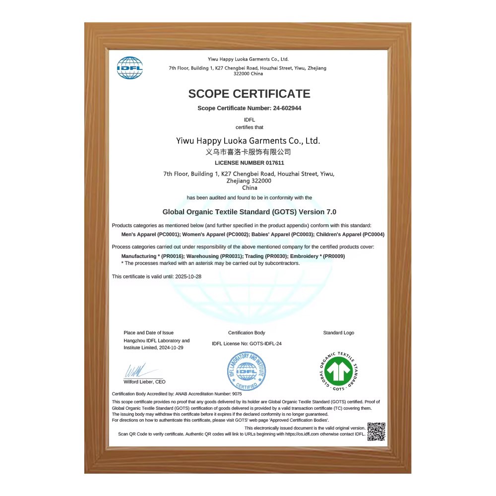 GOTS certificate reference