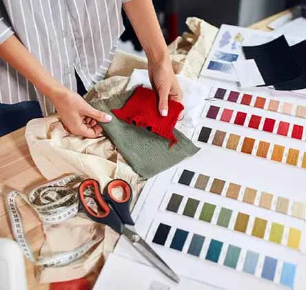 Cut-and-sew planning with color and fabric references