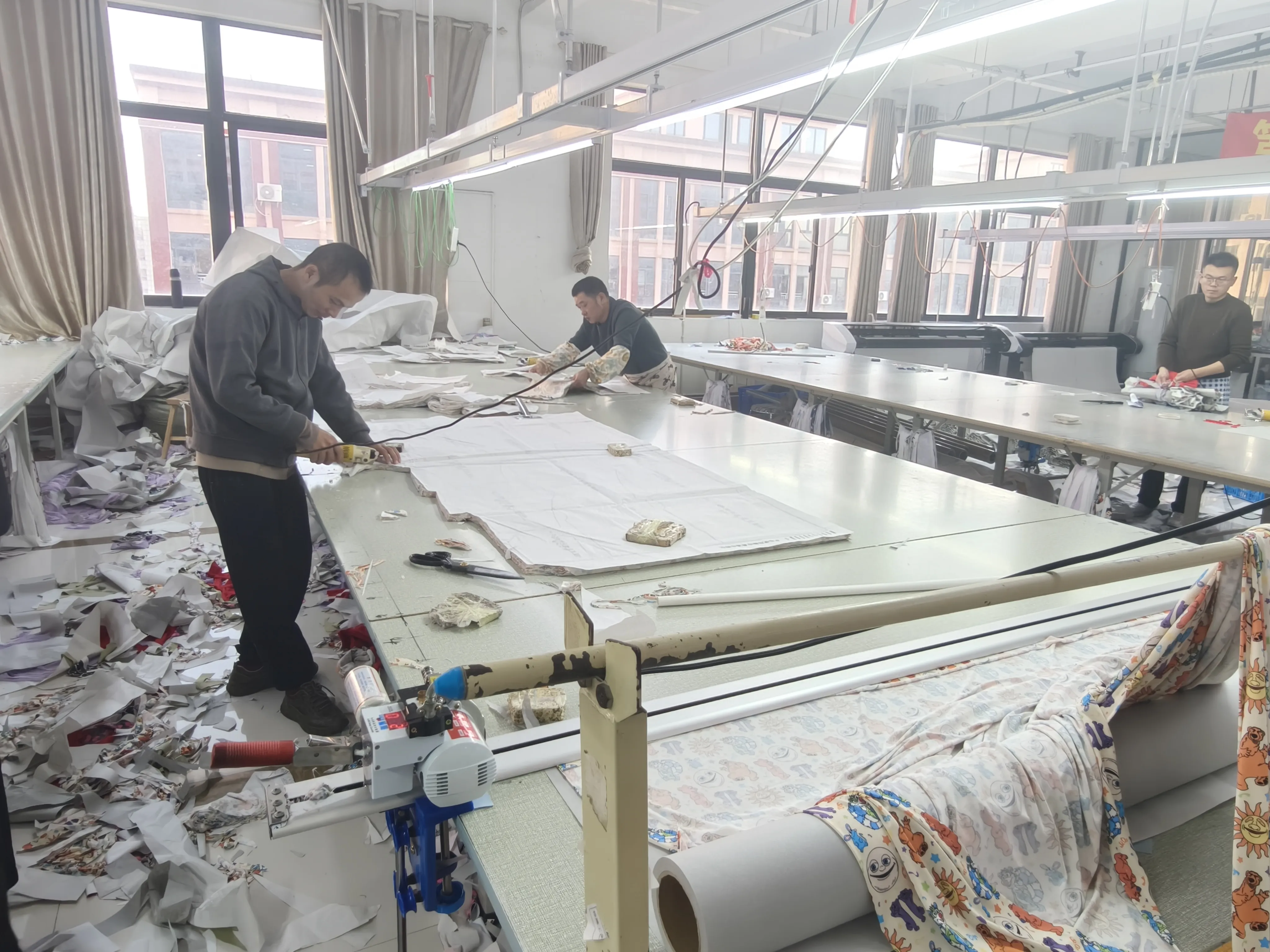 Fabric cutting table and pattern preparation