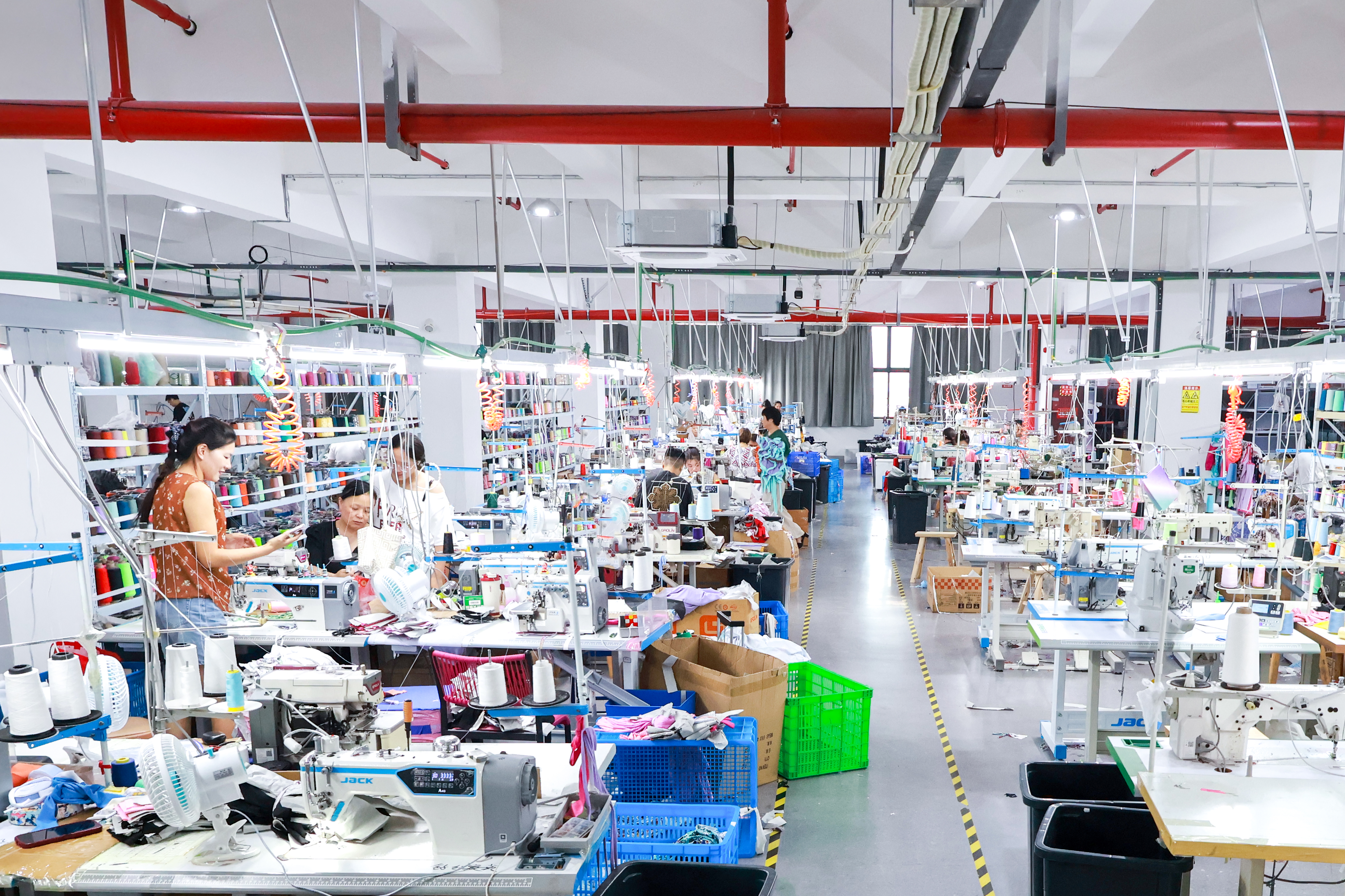 Wide view of the children's apparel production floor